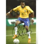 Robinho Brazil Signed 12 x 8 inch football photo. Supplied from stock of www.sportsignings.com the