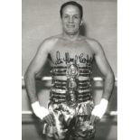 Sir Henry Cooper Signed 12 x 8 inch boxing black and white photo. Supplied from stock of www.