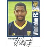 Football Autograph Mikele Leigertwood Wimbledon Signed Photograph Card. Supplied from stock of www.