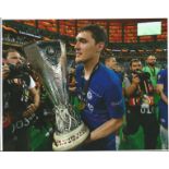 Andreas Christensen Signed Chelsea Eufa Cup 8x10 football photo. Good Condition. All autographs