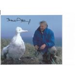 David Attenborough signed 10 x 8 colour photo with large bird, has gone over David as pen ran out