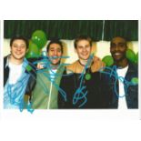 Blue Band Fully Signed 8x10 Photo By Antony Costa, Duncan James, Lee Ryan & Simon Webbe. Good