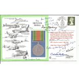 The Defence Medal multi signed FDC No 4 of 14, Flown in Spitfire Mk 19 PM 631 of Battle of Britain