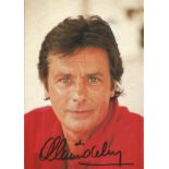 Alain Delon signed 6x4 colour photocard, French actor and businessman. Good Condition. All