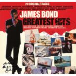 Roger Moore, Shirley Eaton and Honor Blackman signed James Bond Greatest Hits 33rpm record sleeve,