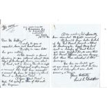 WW2 Tirpitz raider Leonard Westrope, Costers crew force landed in Sweden, Hand written letter with