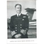 WW2 Capt Eric Winkle Brown DSC AFC signed 7 x 5 b/w photo in uniform in front of jet plane, From