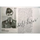 WW2 Luftwaffe Heinrich Graf von Einsiedel signed 6 x 4 inch b/w portrait biography photo in uniform,