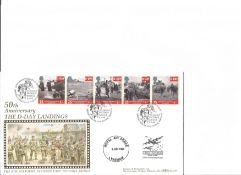 D Day landings 1994 unsigned Benham official FDC BLCS95, with Pegasus Bridge postmark and silk