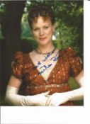 Samantha Bond signed stunning 10 x 8 colour photo in red dress period costume, James Bond, Downton