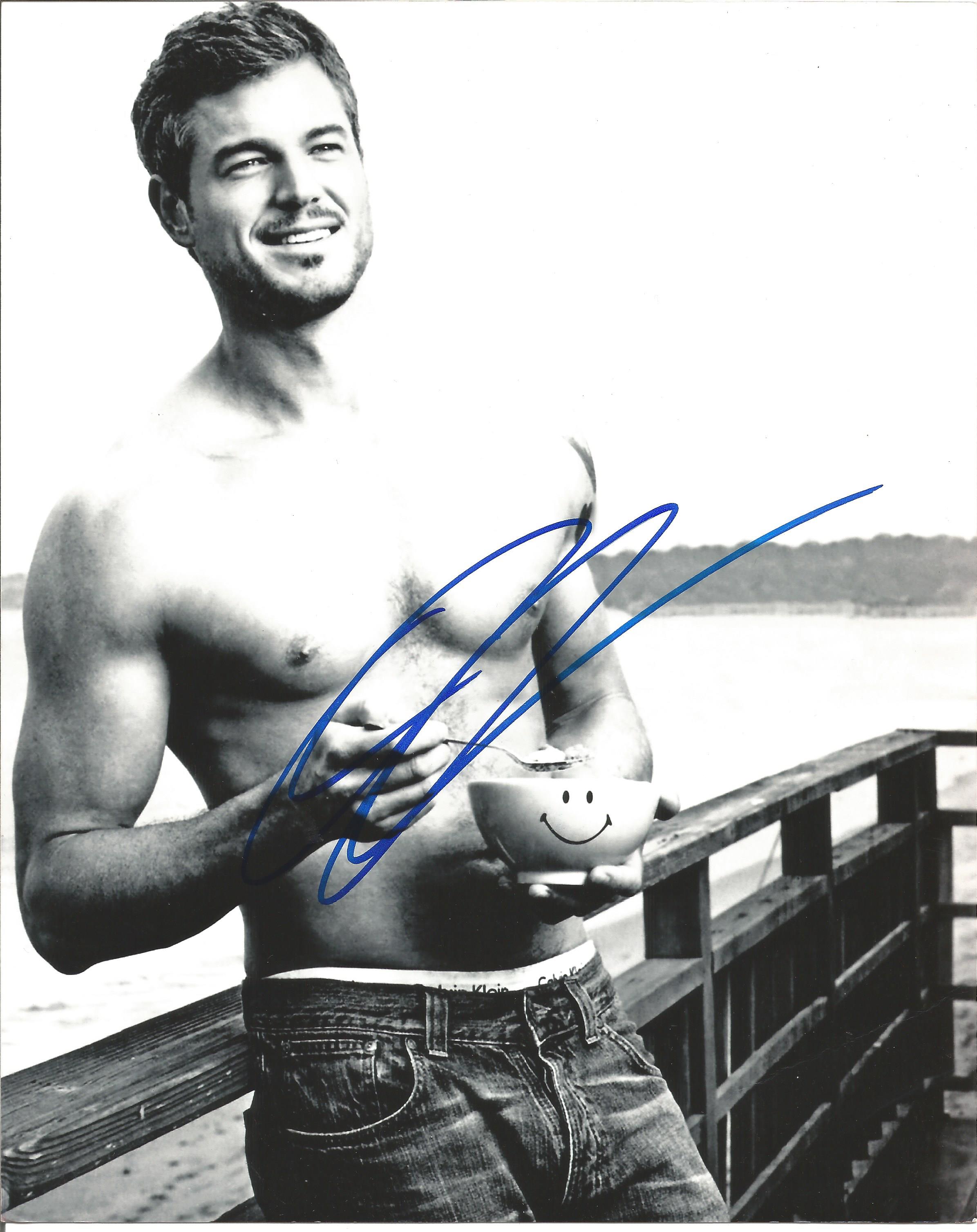 Eric Dane 10x8 signed topless 3/4 length black and white photo. Good Condition. All autographs are