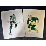 Animation print collection two 12x8 colour prints drawn for Tom Paterson and Dick Ayers featuring