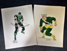 Animation print collection two 12x8 colour prints drawn for Tom Paterson and Dick Ayers featuring