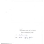 WW2 Dambuster Johnny Johnson signed Christmas card to 617 Sqn Dambuster Historian Jim Shortland.