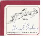 Grp Capt Leonard Cheshire VC signed 3 x 3 picture of his WW2 Whitley aircraft cut from larger DM