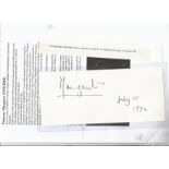 Princess Margaret signed piece of paper, Dated 15/7/1992, Sister of Queen Elizabeth II. Good