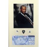 BB King signed colour photo mounted above 3 guitar picks and a signed British Airways ticket,