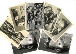 Vintage Motor Cycle racing photo collection 1950s some with PRINTED autographs, Shows mainly