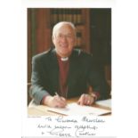 George Carey signed 8x6 colour photo, retired Anglican bishop who was the Archbishop of Canterbury