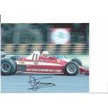 Motor Racing Jody Scheckter signed 10 x 8 colour action racing photo. Good Condition. All autographs