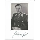 WW2 Luftwaffe fighter ace Elmar Schaefer KC signed 6 x 4 inch b/w portrait photo in uniform. Good