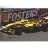 Narain Karthikeyan signed 11x8 colour photo of him racing for Jordan in Monaco 2005. Good Condition.