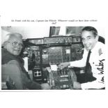 Ian Whittle signed 7 x 5 b/w photo in uniform in cockpit with his father Frank Whittle, From