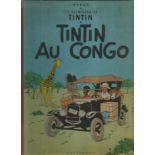 Herge signed Les Aventures de Tintin -Tintin au Congo signed hardback book, Signed on inside title