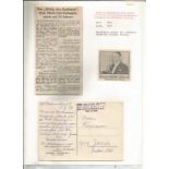 Wilt Geilen hand written postcard set with corner mounts on A4 page with biography, (1880-1974)