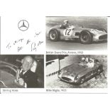 Stirling Moss signed 6x4 montage black and white photo, Slightly smudged, Dedicated. Good Condition.