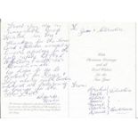 WW2 617 Sqn Archie Johnstone signed Christmas card to 617 Sqn Dambuster Historian Jim Shortland.