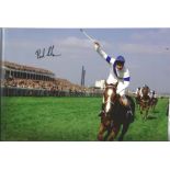 Bob Champion Horse Racing Autographed 12 X 8 Photo, A Superb Image Depicting Champion Punching The