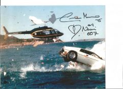 Caroline Munro signed James Bond 10 x 8 colour photo, Super picture of the Helicopter in flight