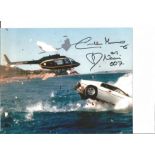 Caroline Munro signed James Bond 10 x 8 colour photo, Super picture of the Helicopter in flight