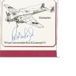 Wg Cdr R Learoyd VC signed 3 x 3 picture of his WW2 aircraft cut from larger DM Medal Victoria Cross