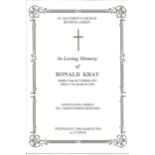 Ronald Kray eulogy for service held on 29/3/1995. Good Condition. All autographs are genuine hand