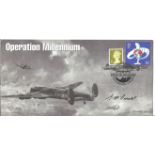 WW2 Dambuster Grant McDonald signed 617 sqn cover dedicated to Operation Millennium. Good Condition.