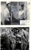 Two Donald Sinden signed 10 x 8 vintage photos from early movies, dedicated, Money or Your Wife