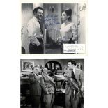 Two Donald Sinden signed 10 x 8 vintage photos from early movies, dedicated, Money or Your Wife