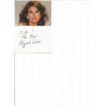 Raquel Welsh signed card with small colour magazine photo attached. Good Condition. All autographs