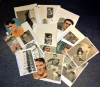 Football Legends collection 16 items includes signed magazine team photos and black and white photos