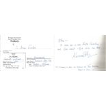 WW2 Colditz inmate Kenneth Lockwood signed Christmas card to WW2 author Alan Cooper. Good Condition.