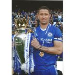 Gary Cahill Signed Chelsea Premier League Trophy 8x12 football photo. Good Condition. All autographs