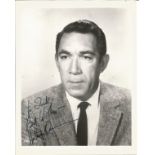 Anthony Quinn signed 10x8 black and white photo, Dedicated. Good Condition. All autographs are