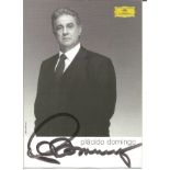 Placido Domingo signed 6 x 4 inch b/w promo portrait photo. Good Condition. All autographs are