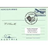 Herman Oberth Rocket Scientist signed 1984 Austrian Air Mail cover. Good Condition. All autographs