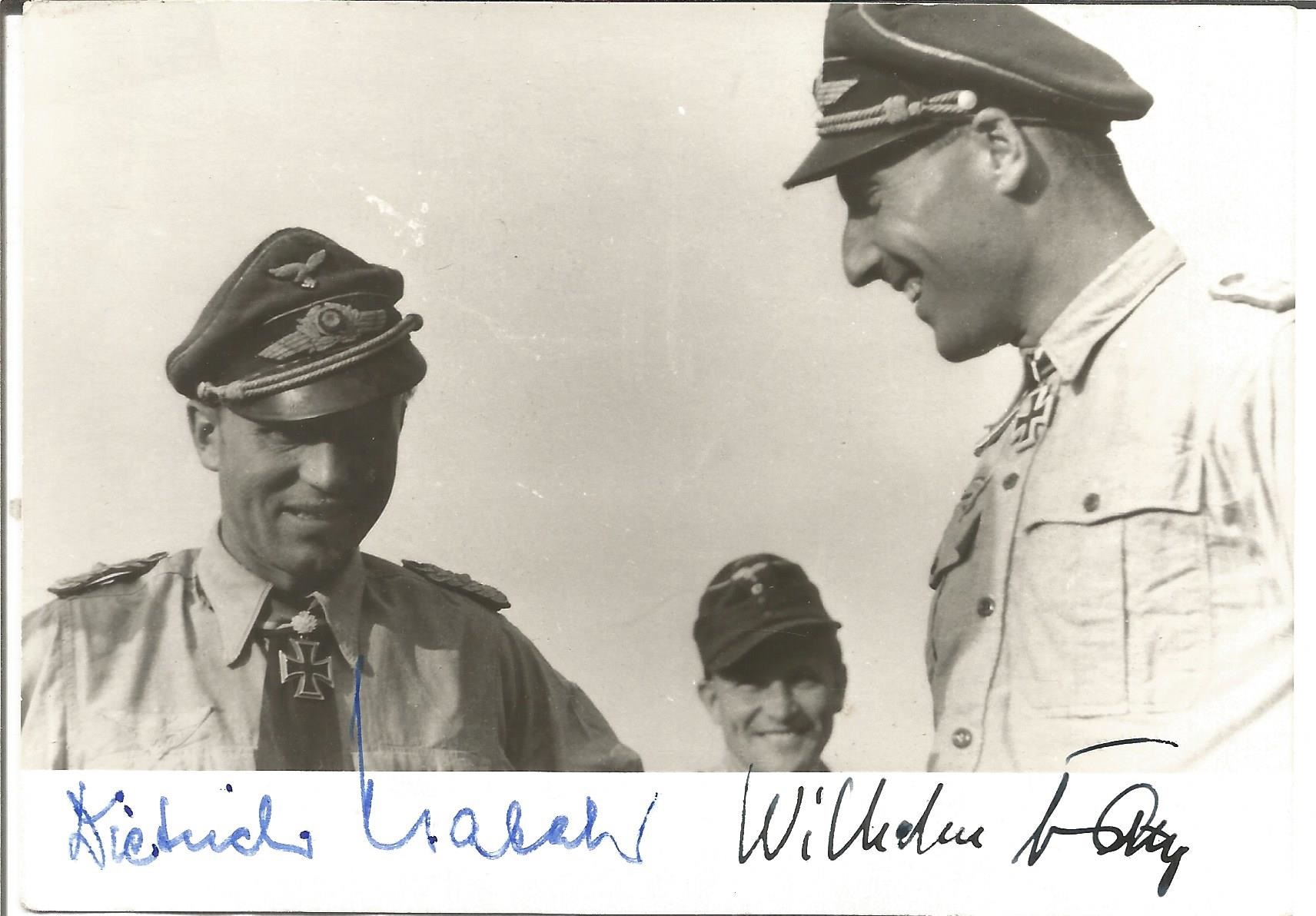 WW2 Luftwaffe aces Wilhelm Batz and Dietrick Hraback. Batz flew 445 combat missions and claimed