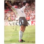 Football Paul Gascoigne 33x24 inch signed colour photo pictured after scoring his iconic goal