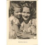 Marlena Dietrich signed vintage sepia 6 x 4 inch photo with her daughter, signed in pencil. Good