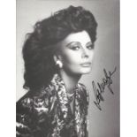 Sophia Loren signed 8 x 6 inch b/w portrait photo. Good Condition. All autographs are genuine hand